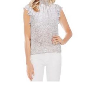 1.State x Jaime Shrayber Flutter Sleeve Top Animal Print White Black MED